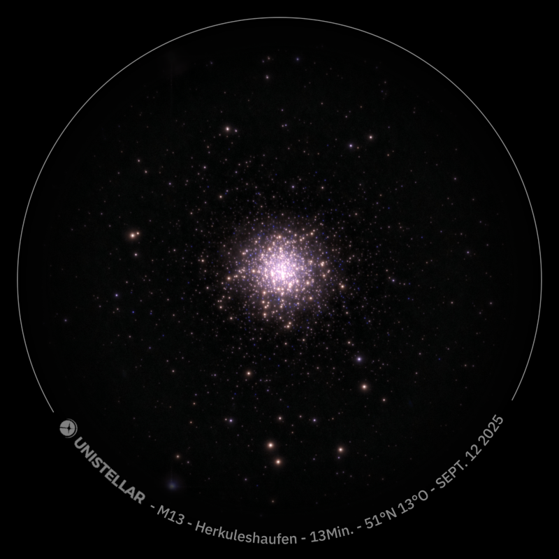 Messier M13 Kugelsternhaufen aufgenommen mit eVscope2 Messier M13 Kugelsternhaufen aufgenommen mit eVscope2