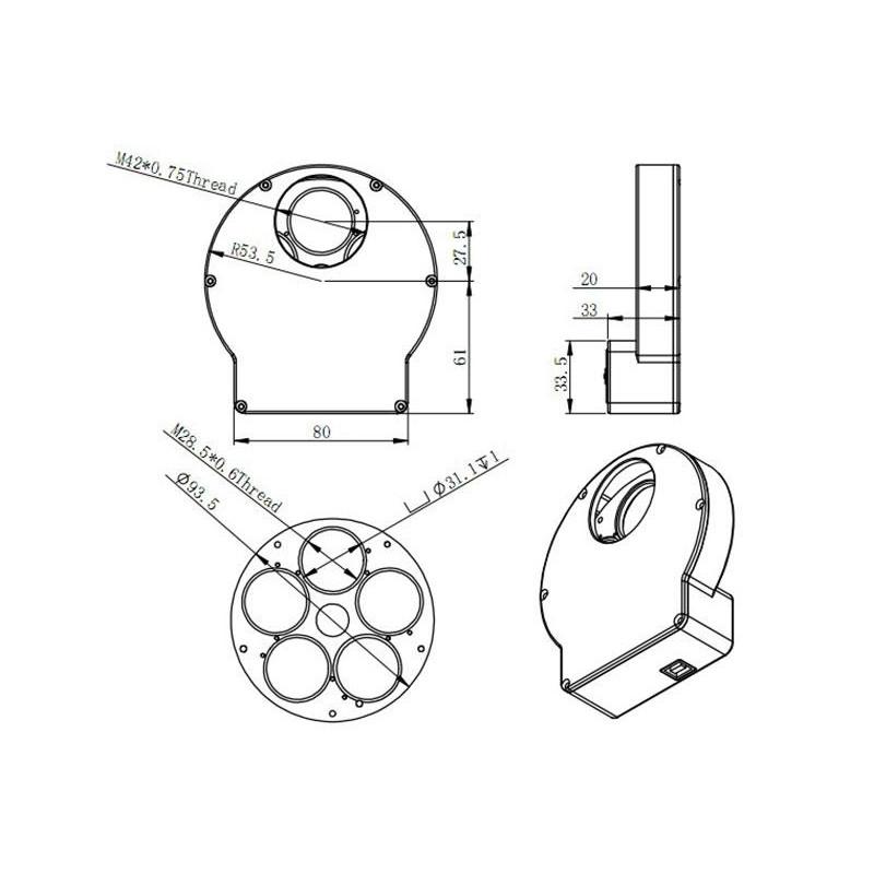 ZWO Motorisiertes Filterrad EFWmini 5x1,25 ZWO Motorisiertes Filterrad EFWmini 5x1,25