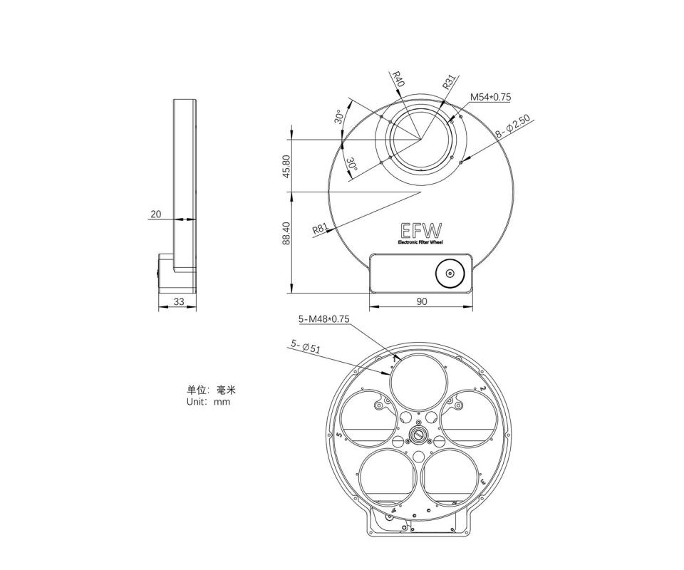 ZWO Filter Wheel for 5x 2" Filters