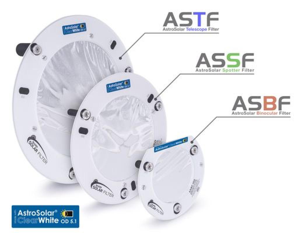Baader AstroSolar ASTF ClearWhite OD 5.1 – Übersicht der Filterdurchmesser