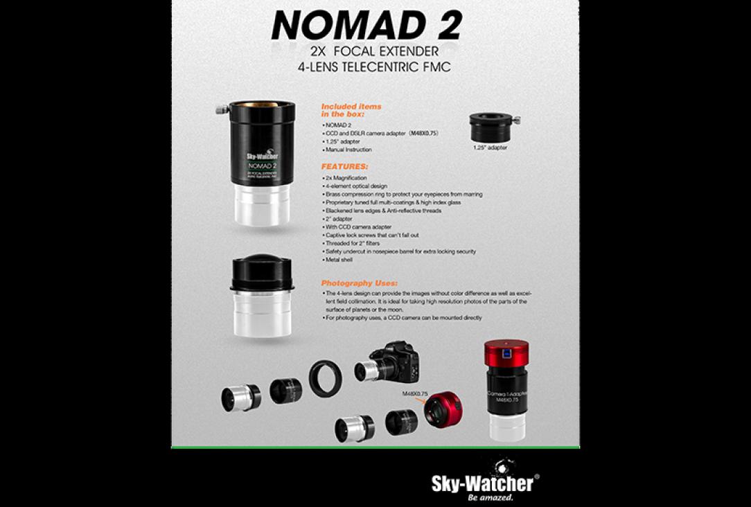 SkyWatcher Nomad-2 2-fach telezentrische Barlowlinse 2 Zoll