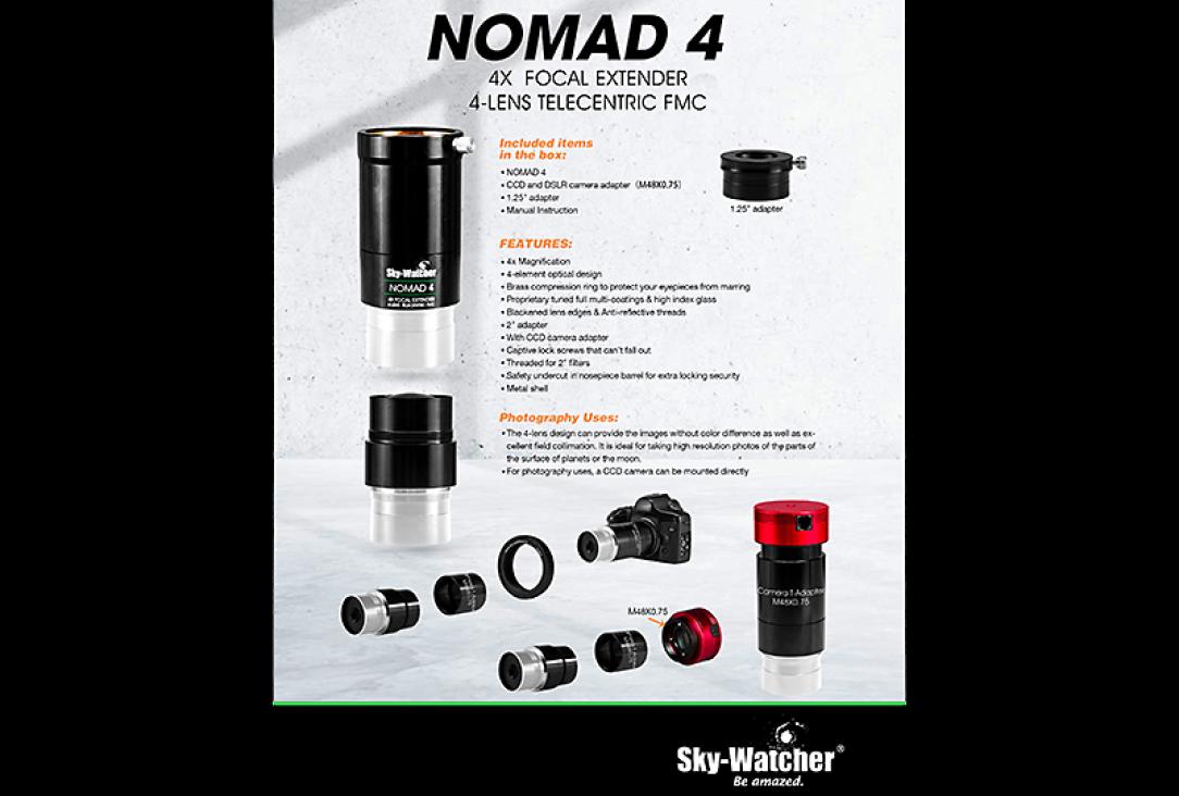 SkyWatcher Nomad-4 4-fach telezentrische Barlowlinse, 2 Zoll